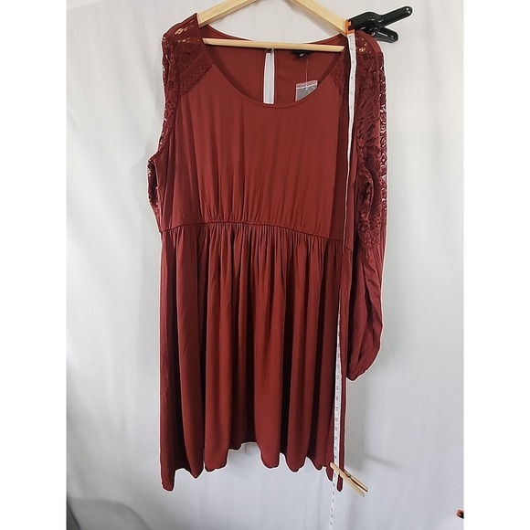 Torrid Mini Challis Tiered Dress Peasant Lace Insert Women 1X 14-16 NWT - Picture 8 of 11